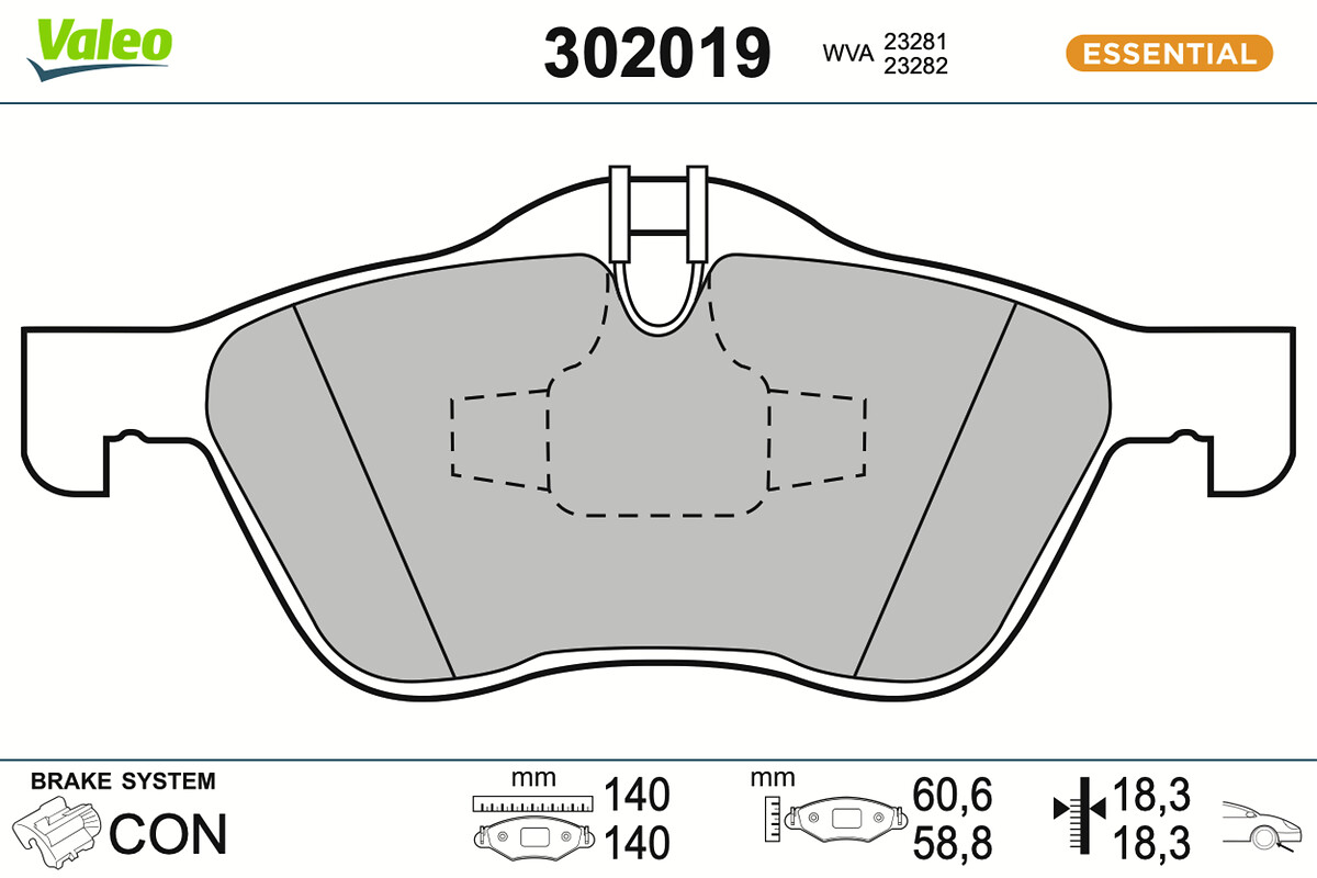 Jeu de 4 plaquettes de frein VALEO ref. 302019